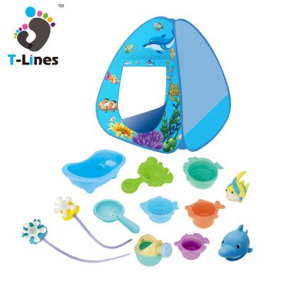 China Eco-friendly Material Summer Kids Play Tent Baby Bath Toys Outdoor Foldable Portable Camping Toy Tents Playing Water Game for sale