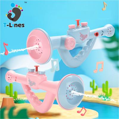 China Eco-friendly Materials 2022 Summer Outdoor Children Two-in-One Cute Gun Musical Instrument Small Water Horn Toy for sale