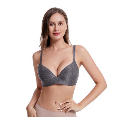 China CHALETNew Design Breathable Bra Adjustable Women's Nylon Solid Color Dark Gray Push Up Bra Sexy Women Bra for sale