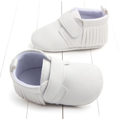 China Wholesale Flat Babies Leather Trim Sole Tassel Toddler Shoes Little Boys Spring Gold PU Non-slip Walker Shoes for sale