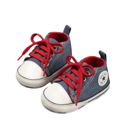 China Baby Blue Flat Classic Denim Hot Selling Canvas Shoes Toddler Colorful Colorful Lace Up Casual Shoes for sale