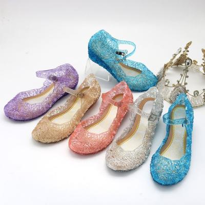 China Summer Lightweight Cheap Women Low Heel Sandals Girls Fashion Jelly PVC Slipper Princess Sandals for sale