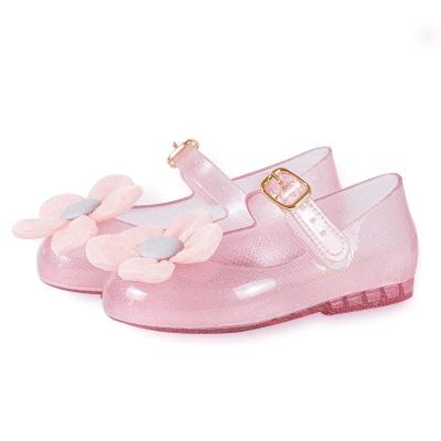 China 2022 Cute 3D Boutique Summer Girls Sandals Non-slip Flat Children Flowers Jelly Sandals For Outdoor flat for sale