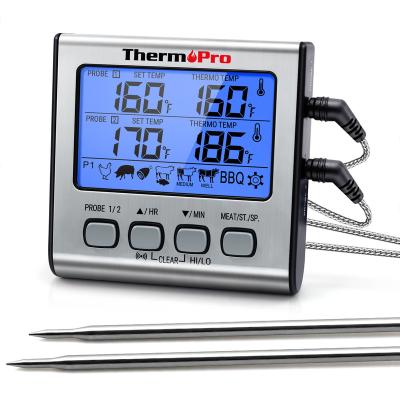 China ABS ThermoPro TP-17 Plastic Digital Dual Probe Cooking Meat Thermometer LCD Backlight Food Grill Thermometer Large With Timer for sale