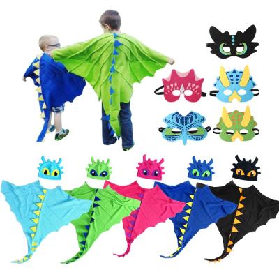 China Cosplay Cartoon Costume Kids Dragon Cloak Dinosaur Party Cloak Cape Cosplay Costume Halloween Costumes With Mask for sale