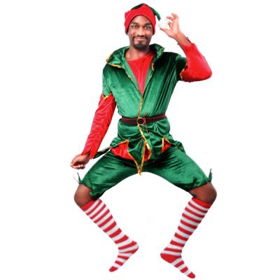 China Breathable Amazon Hot Sale Green Christmas Elf Costume For Kids And Adults for sale