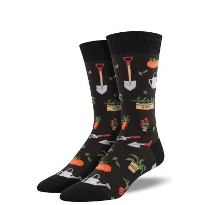 China TA21484 100% Combed Cotton Novelty Black Hoe Crew QUICK DRY Funny Gardening Socks For Men for sale