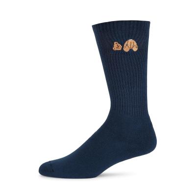 China High Quality Breathable Customize Navy Blue Mens Fancy Cushion Knitted Ribbed Embroidery Panda Athletic Sport Crew Socks for sale