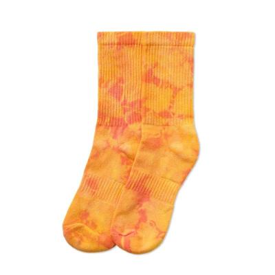 China QUICK DRY THETA Logo Burnt Orange Tie Dye Custom Print Terry Sport Crew Combed Cotton Embroidery Socks for sale