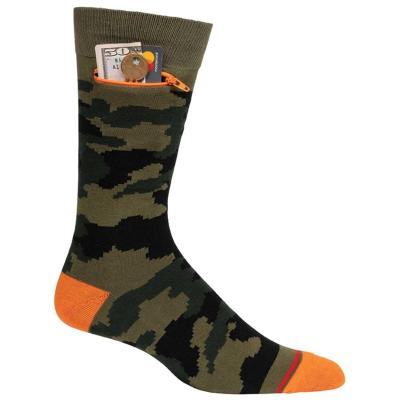 China Fashion Custom QUICK DRY Mens 200N Cotton Reinforced Heel Camouflage Pocket Ribbed Crew Socks TA21526 for sale