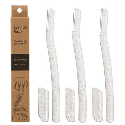 China Eco-friendly Biodegradable Wheat Trimming Straw Facial Hair Remover Eyebrow Razo Eyebrows OEM Grip for sale