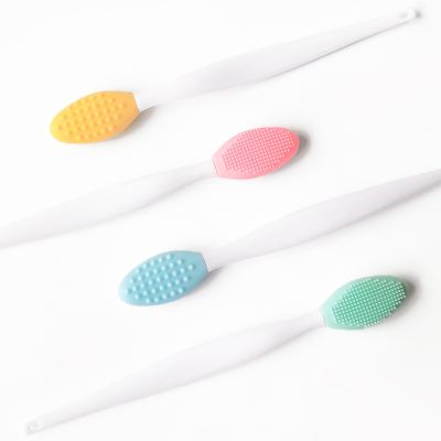 China Viable Hot Selling Amazon Double Side Nose Remover Brush Small Soft Glitter Silicone Exfoliating Lip Brush for sale