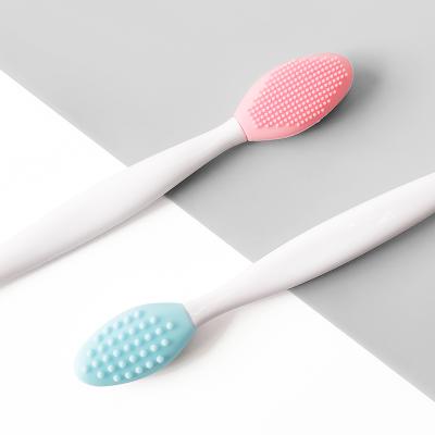 China Viable Exfoliating Lip Brush Nose Cleaning Brush Double Silicone Side Soft Lip Scrub Tool And Nose Blackhead Remove Brush for sale