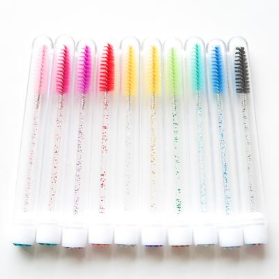 China Wholesale Colorful Eyelash Brush Disposable Makeup Brush Cleaner Mascara Wand With Plastic Tube Lash Cleansing Brushes for sale