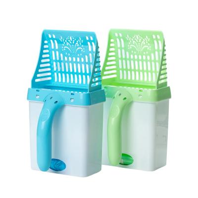 China Detachable Portable Plastic Pet Toilet Set Cat Litter Scooper Poop Bags for sale