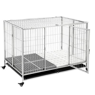 China Wholesale Breathable Outdoor Pet Cage With Removable Tray Lockable Wheels for sale