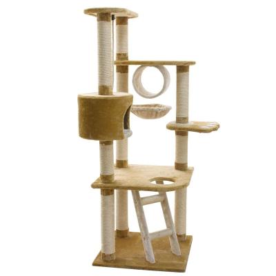 China Modern Sisal Large Scratch Scratch Castle Pet Scratcher Housing Furniture Modern Climbing Wooden Tower Cat Tree Large for sale