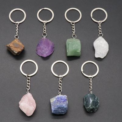 China / Custom Rough Gemstone Healing Stones Logo Gift Key Chain Custom Made Promotional Key Chain for sale