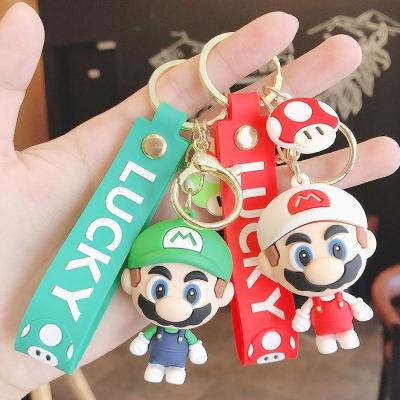 China 2021 New Mario Bounce Mushroom Doll 3D Cartoon Cute Anime Mario Bounce Rubber Key Chain Super Plastic Pendant Chain for sale