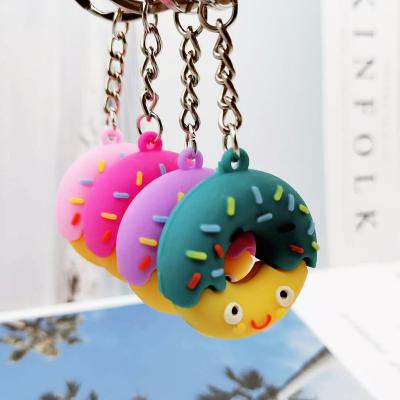 China Customized logo keychain cute kawaii keychains donut new colorful donut PVC donut children car keychain gifts wholesale for sale