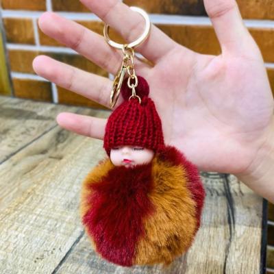 China Promotion Gift Fashion Colorful Sleeping Baby - Cute Fluffy Doll Hair Piece Pompom Ball String Wadding Holder Bag Hanging Hanging Ball Toy for sale