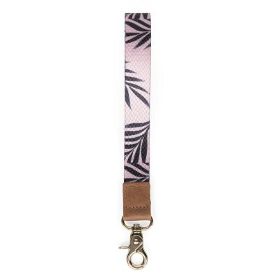 China 2022 Hot Sublimation Amazon Leather Amazon Logo Leather Wrist Strap Wire Wristband Strap Lanyard Key Chain Custom Made for sale