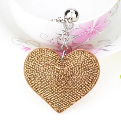 China Wholesale Custom Size Tassel Key Chain Heart Key Chain Metal Holder Crystal Heart Love Tassel Key Key Ring Charm Car Bag Chain Pendant Leather Gift for sale