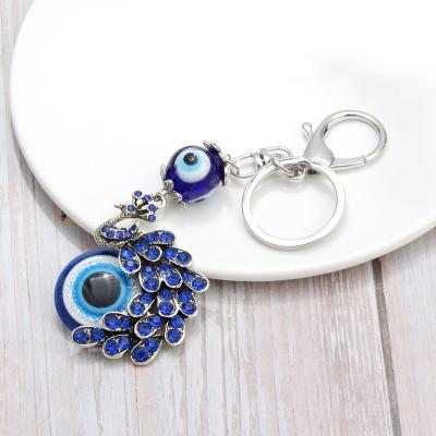 China Hot Sale Blue Metal Malachite Evil Eye Key Chain Jewelry Gifts For Friends Blue Evil Eye Key Chain Charms Pendant Decor for sale