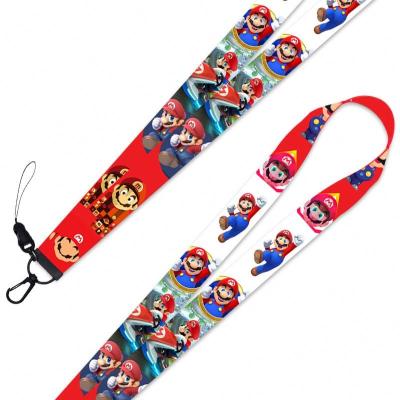 China Custom Super Mario Bros Game Promotion Gift Anime Ribbon Wrist Phone Lanyard Mario Bros Polyester Wrist Phone Lanyard Key Chain Chain for sale