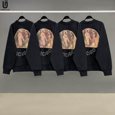 China Manufacturer Anti-Shrink Jersey French Terry Digital Printing Hoodies Dropped Shoulder Men's Oversized Crewneck Pullover Sweatshirts for sale