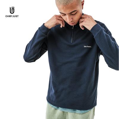 China High Quality QUICK DRY Customize Mens Autumn Printing Logo Zipper Pullover Plain Cotton Fabric Crewneck Sweatshirt for sale