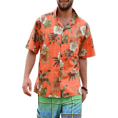 China Mens Floral Print Anti-pilling Summer Cardigan Hawaiian Beach Casual Shirts Short Sleeve Shirts for sale