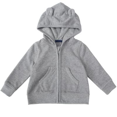 China Wholesale Anti-wrinkle High Quality Plain Custom Baby Zipper Hoodies With Cute 3D Ear for sale