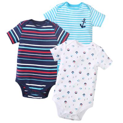 China Hot Sale 100% Cotton Infant Short Sleeve Baby Boy Jumpsuit Rompers for sale