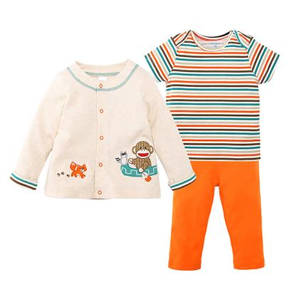 China 3 Pack Children's Casual Newborn Boy Wear Clothes Jumpsuit Overcoat Breeches Baby Clothing Sets for sale