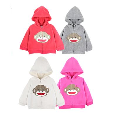 China Anti-wrinkle Fitbear 100% Polyester Zipper Monkey Shaped Hoodie For Baby Boy for sale