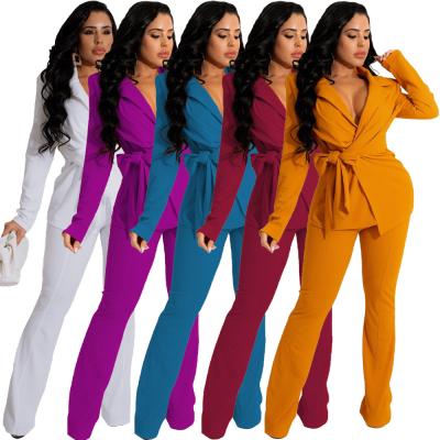 China RTS Full Sleeve Blazers Pants (Breathable Women's Set 1.0 Tracksuit) BX6070 Suits Office Lady Business Suits Ladies Two Piece Set Wear for sale