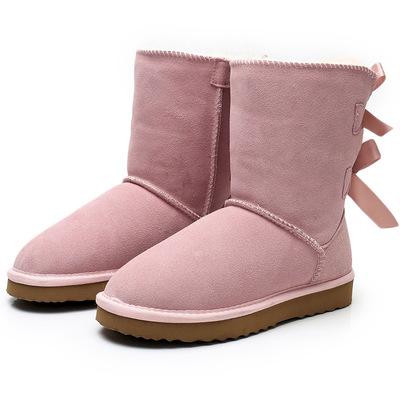 China Rubber RTS (1.6) 3280 Wholesale Fashion Ladies Sheepskin Children Women Winter Snow Sliver Fur Boots With Bows for sale