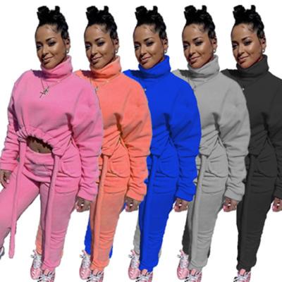 China Thick Sports Tracksuit (Fall 0.8 QUICK DRY Two Piece Sets) MN8329 Set Pocket Long Sleeve Side Women Two Piece Set for sale