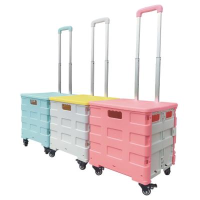 China Eco - Friendly Folding Small Food Supermarket 3 Wheels Riding Shopping Trolleys Trolley for sale