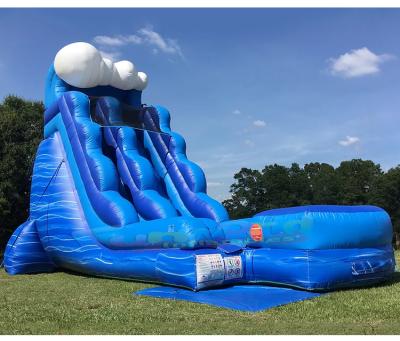 China Cheap Outdoor Entertainment Water Wave Slide Backyard House For Kids Blue Giant Inflatable Water Slide for sale