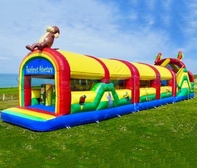 China Outdoor Entertainment Kids Party Jumpers Bounce House Inflatable Jumping Castle With Slide Monkey Obstacle Course for sale