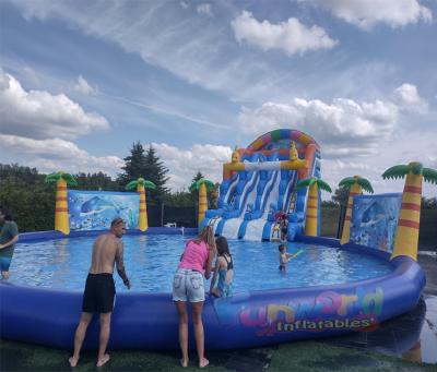 China Wholesale Outdoor Inflatable Water Park Giant Family Entertainment Inflatable Water Slide With Pool for sale