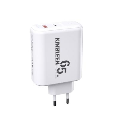 China KINGLEEN E65 65w PD Convenient Charger Dual Ports Usb C Power Adapter Type C Wall Charger Pd3.0 For Mobile Phone Laptop Tablet for sale