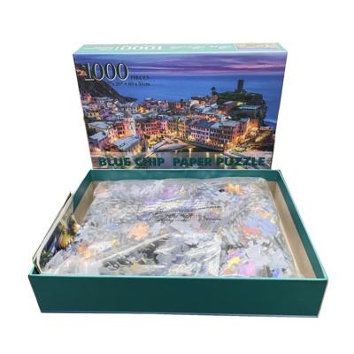 China Bule Card Material Custom 1000 Pieces Blue Card Jigsaw Puzzle High Quality 1000PCS Puzzle Material for sale