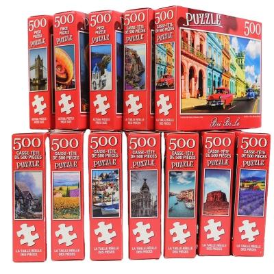 China Cartoon Toy Custom 500 pieces jigsaw printed paper puzzle with newest box for sale