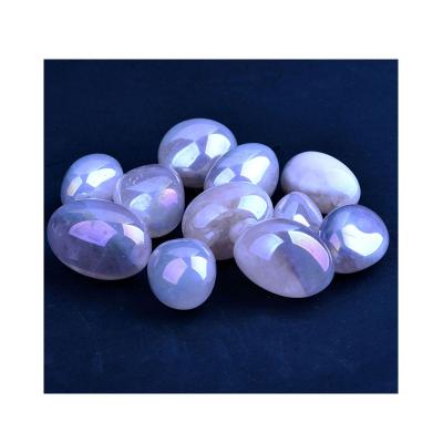 China China high quality natural palm crystal stone handmade clear aura rose quartz stone for sale