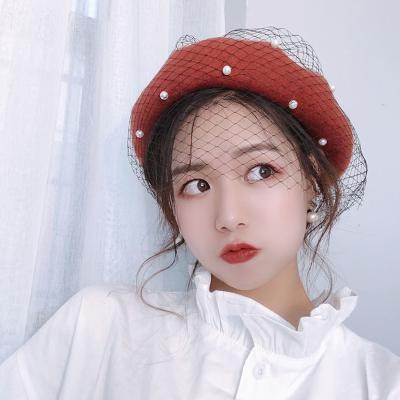 China 2020 high quality yiwu skin-friendly wholesaler faux pearl wool beret hat for women for sale