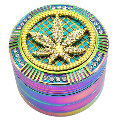 China Commercial Herb Grinder BEYOU Tobacco Grinder BEYOU Metal Color 4 Layers Luxury Smoking Herb Grinder Rainbow for sale