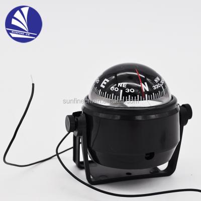 China ABS Marine Voyager Sea Compass With Bracket Mount For Boat Caravan Truck Car Navigation Black White for sale